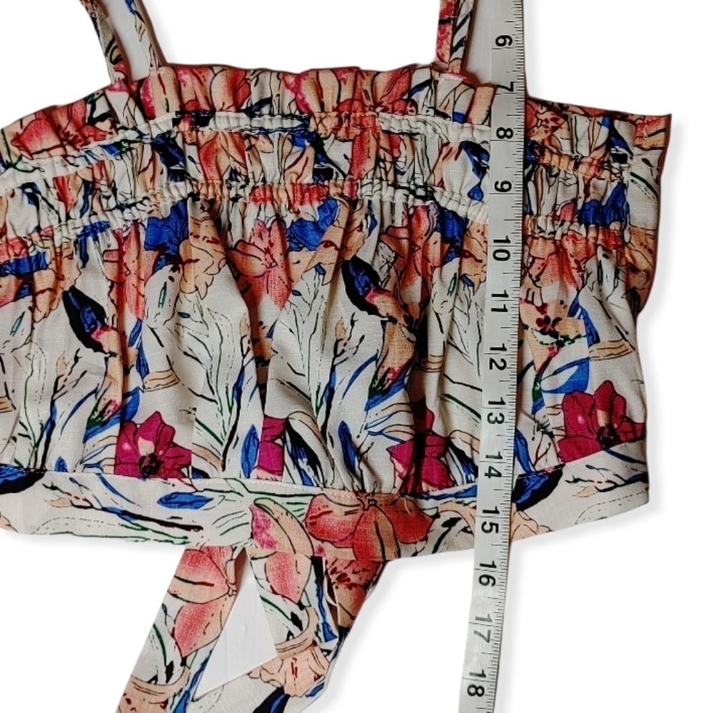 NWOT L'Atiste Floral Tie Back Crop Top Small - Picture 6 of 10